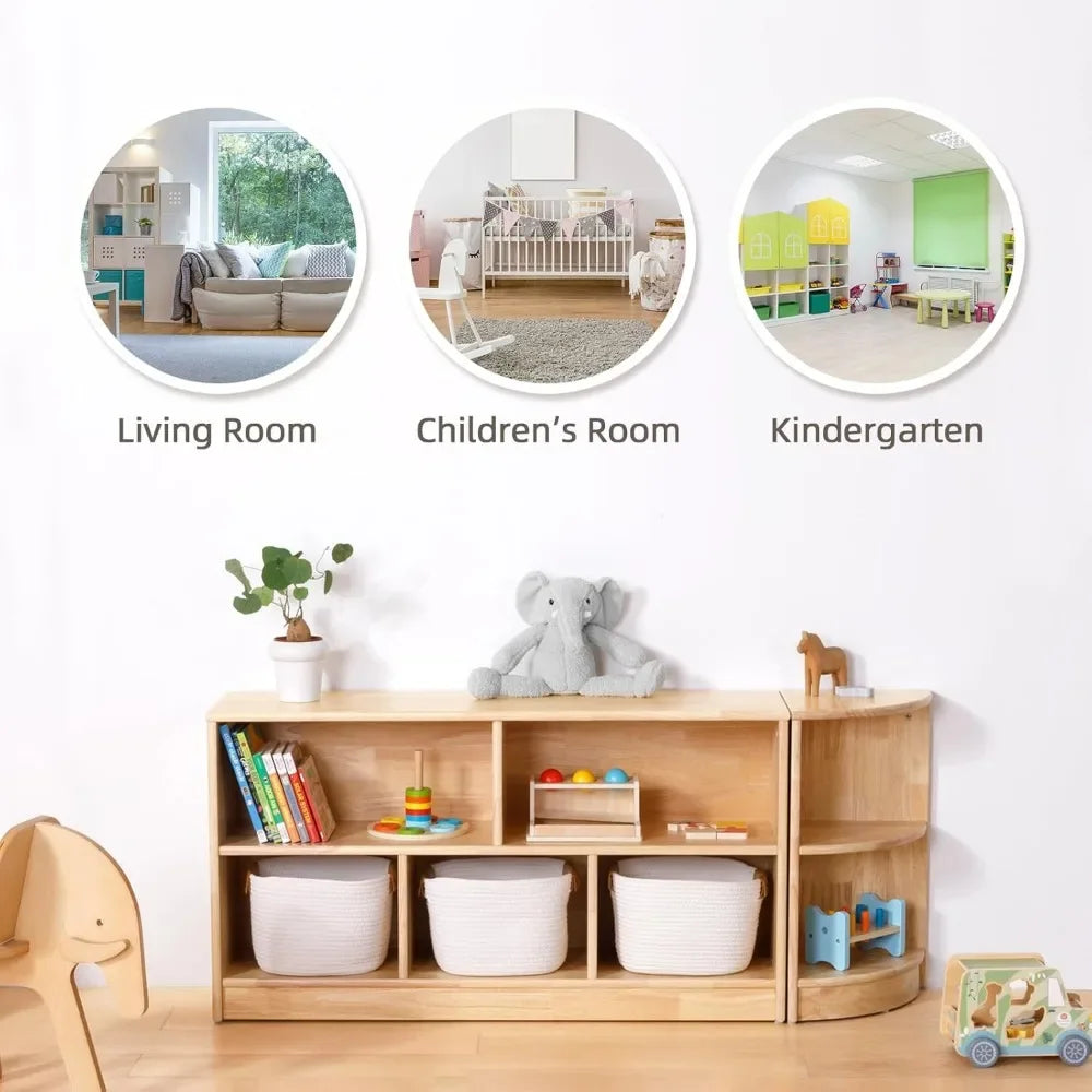 Rubber Wood 2-Tier Toy Organiser & Storage Cabinet, 110 cm