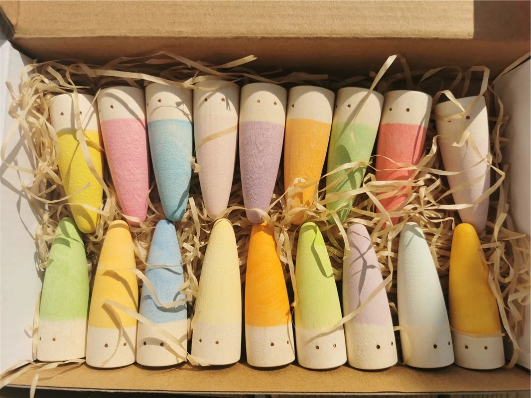 Kids Wooden Montessori Loose Parts for Open-ended Play - Sticks, Peg Dolls, Cubes
