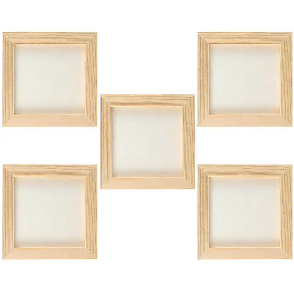 Set of 5 DIY Clay Photo Frames – Blank Wooden Square Frames for Kids' Crafts
