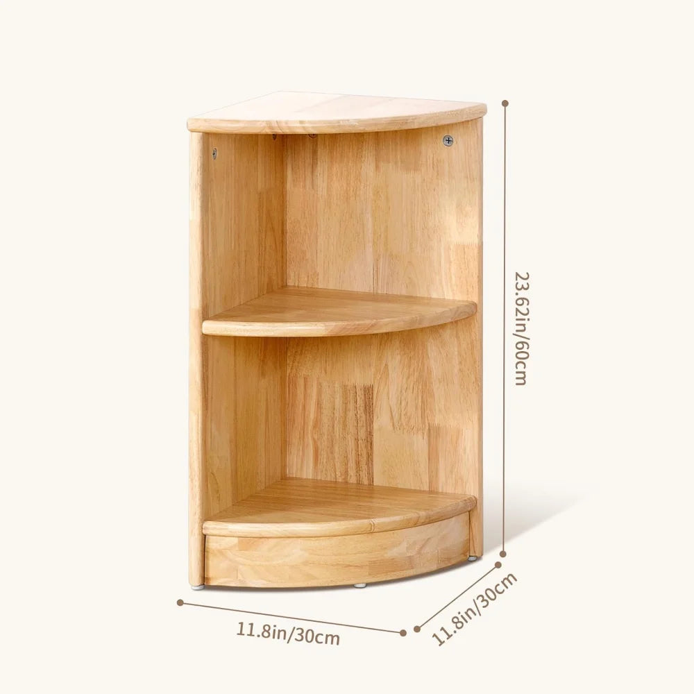 Rubber Wood 2-Tier Toy Organiser & Storage Cabinet, Corner Cabinet