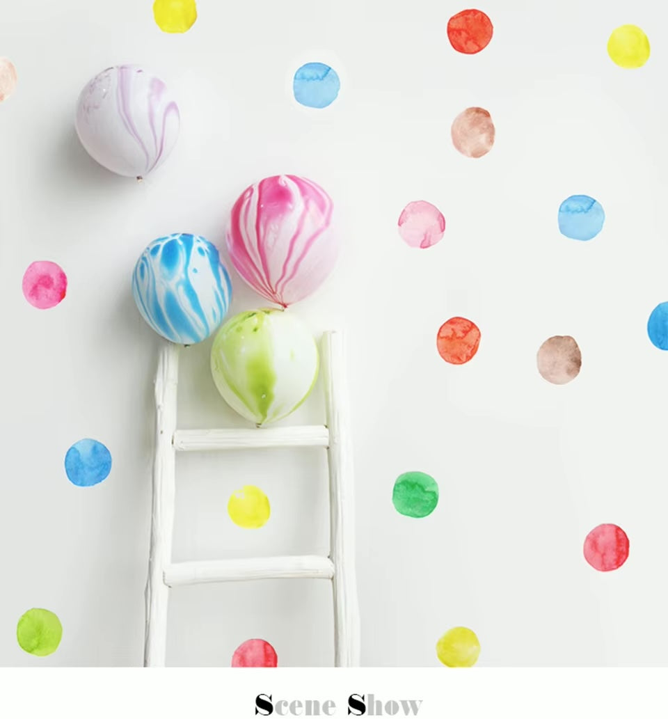 Watercolour Polka Dots, 6.5cm each, 29 pcs