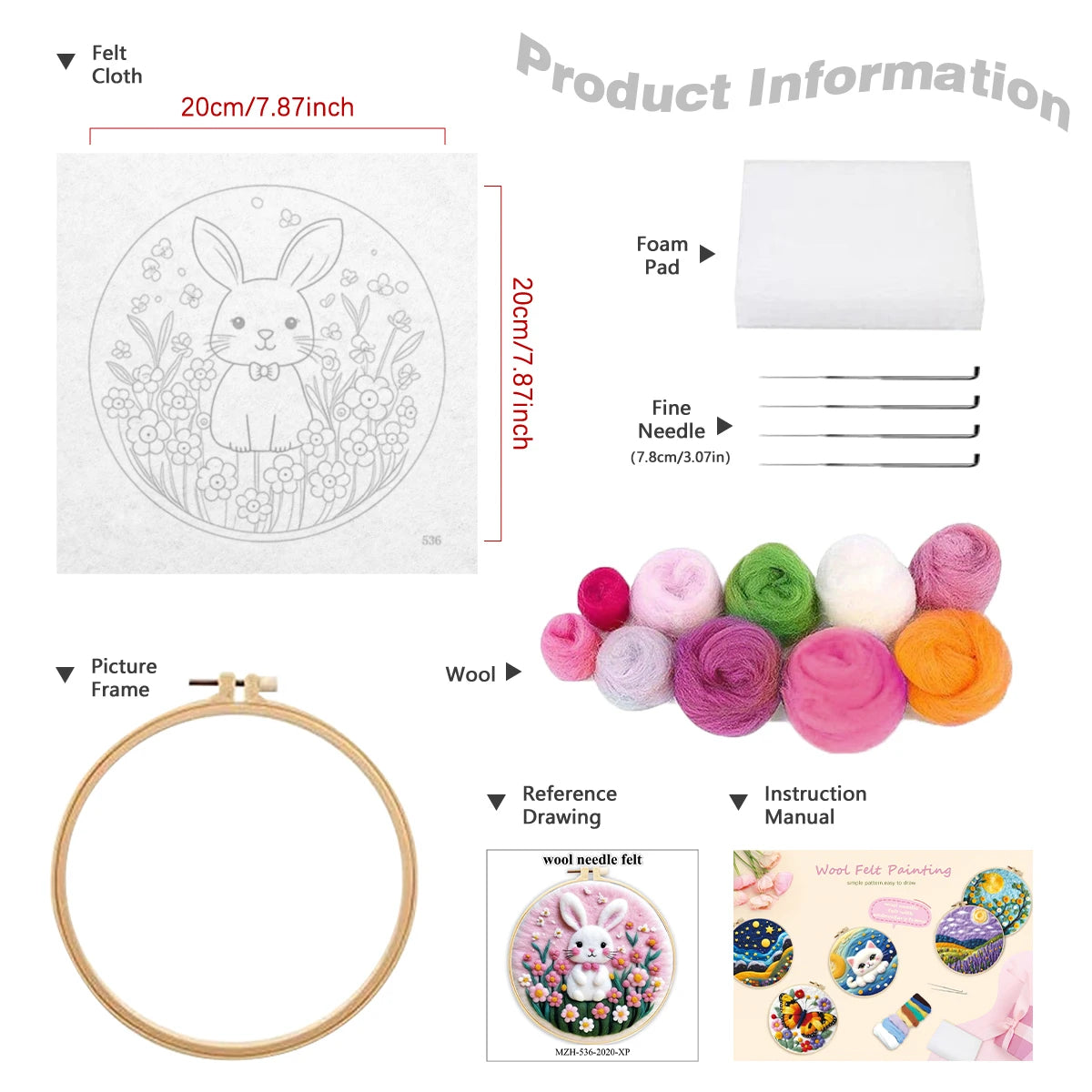 Wool Felting Painting Kits - Animals