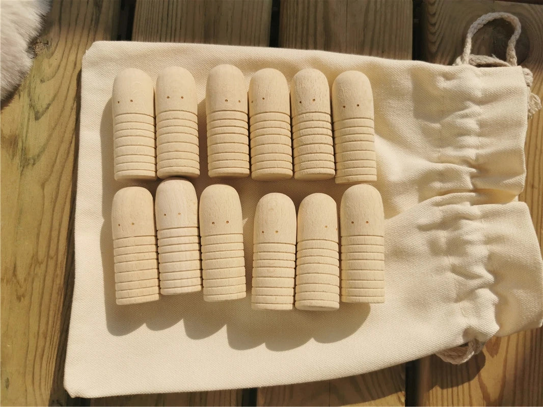 Kids Wooden Montessori Loose Parts for Open-ended Play - Sticks, Peg Dolls, Cubes