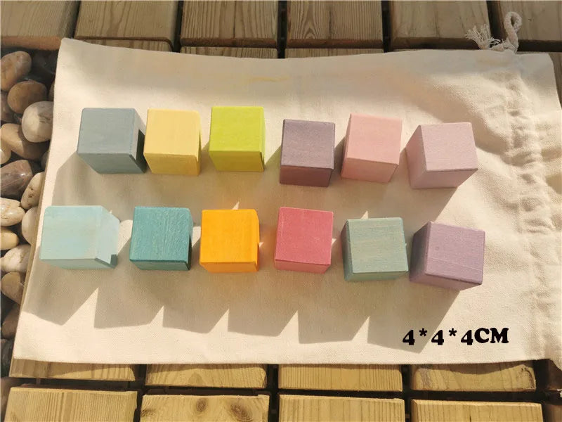 Kids Wooden Montessori Loose Parts for Open-ended Play - Sticks, Peg Dolls, Cubes
