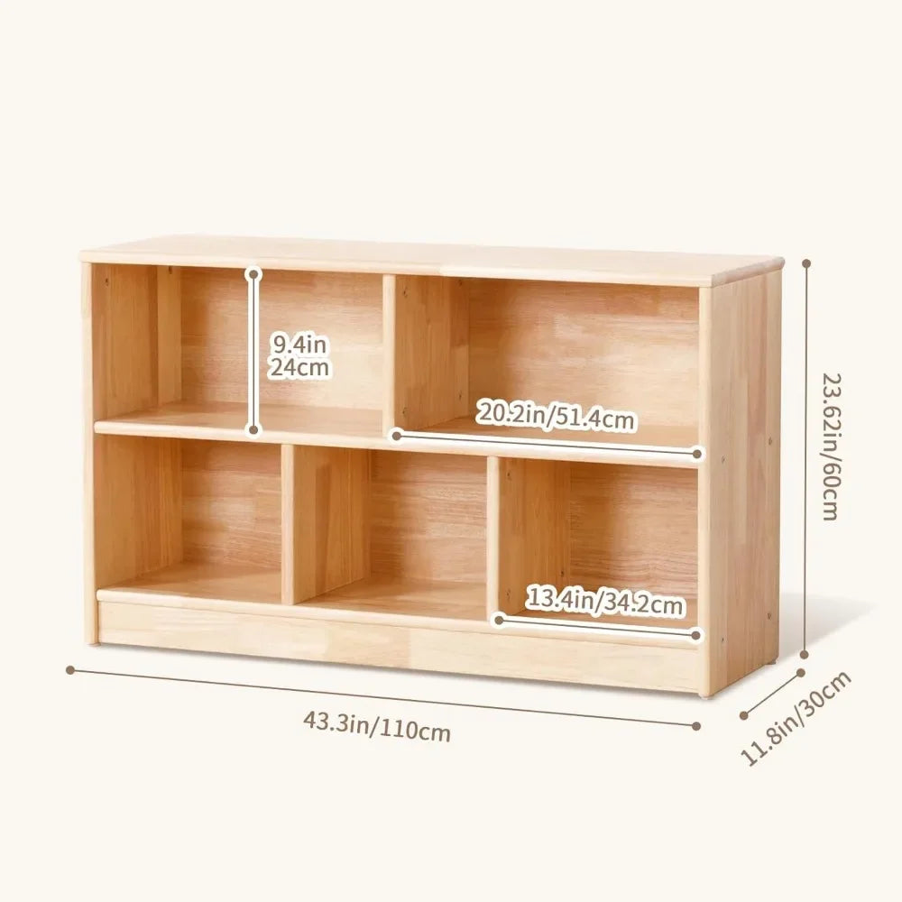 Rubber Wood 2-Tier Toy Organiser & Storage Cabinet, 110 cm