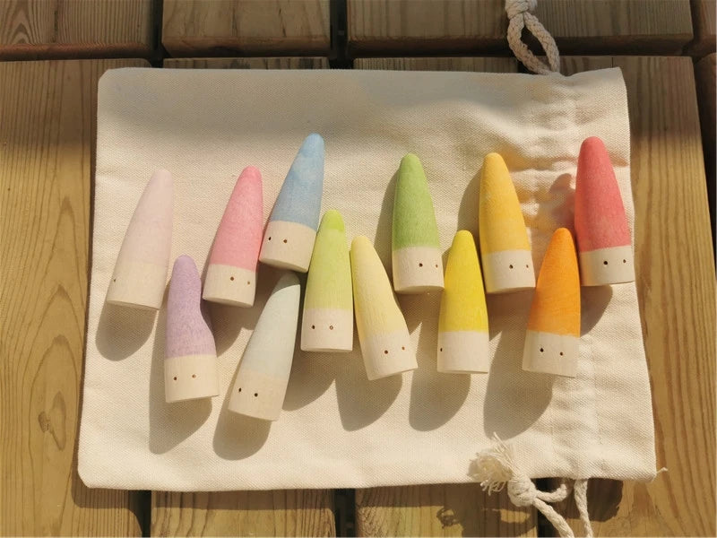 Kids Wooden Montessori Loose Parts for Open-ended Play - Sticks, Peg Dolls, Cubes