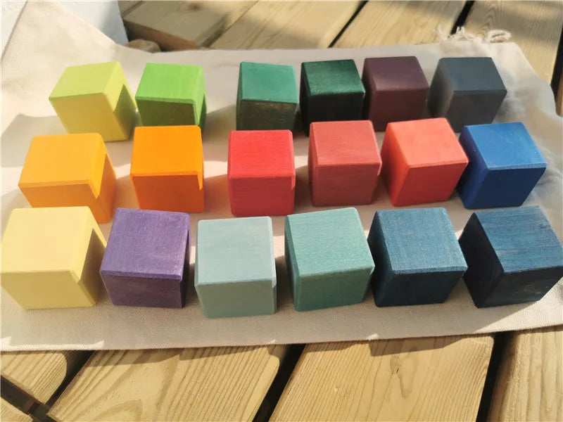 Kids Wooden Montessori Loose Parts for Open-ended Play - Sticks, Peg Dolls, Cubes