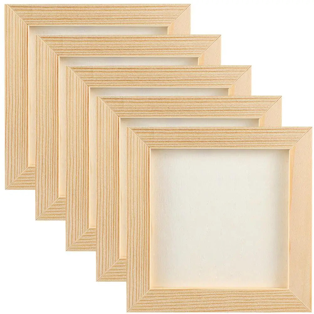 Set of 5 DIY Clay Photo Frames – Blank Wooden Square Frames for Kids' Crafts