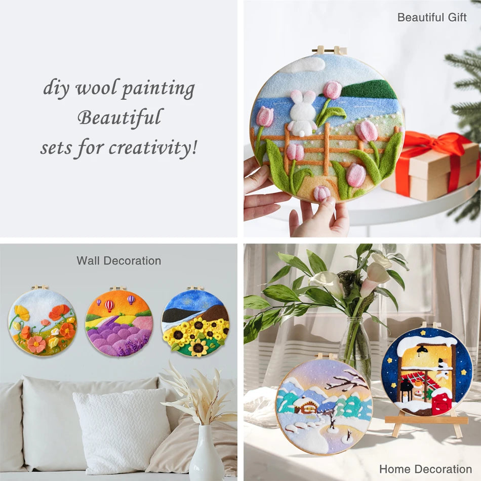 Wool Felting Painting Kits - Mountains