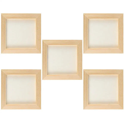 Set of 5 DIY Clay Photo Frames – Blank Wooden Square Frames for Kids' Crafts