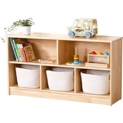 Rubber Wood 2-Tier Toy Organiser & Storage Cabinet, 110 cm
