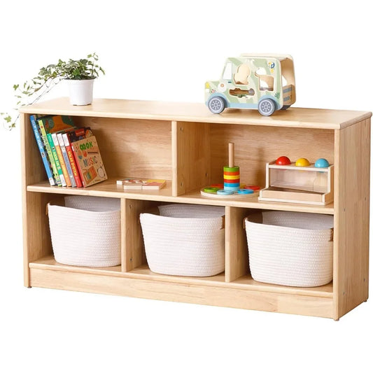 Rubber Wood 2-Tier Toy Organiser & Storage Cabinet, 110 cm