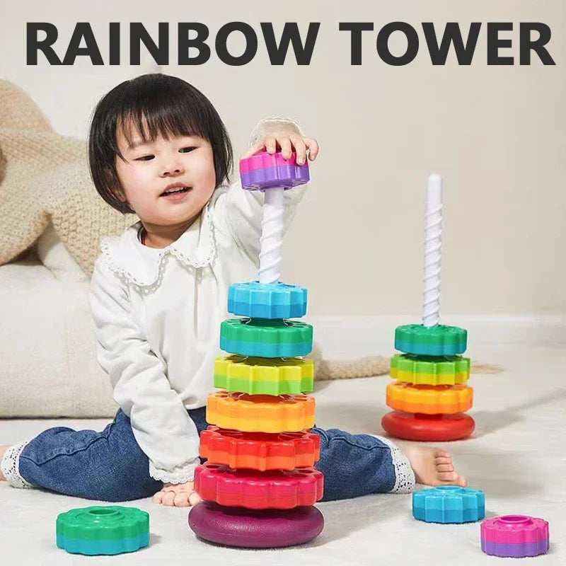 Montessori Rainbow Spinning Tower