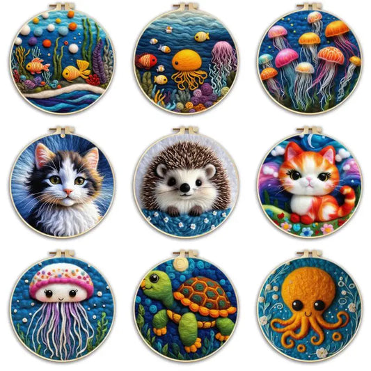Wool Felting Painting Kits - Animals