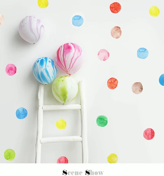 Watercolour Polka Dots, 6.5cm each, 29 pcs
