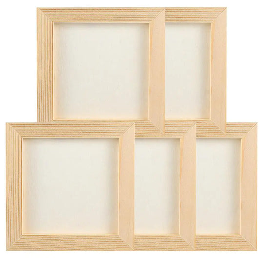 Set of 5 DIY Clay Photo Frames – Blank Wooden Square Frames for Kids' Crafts