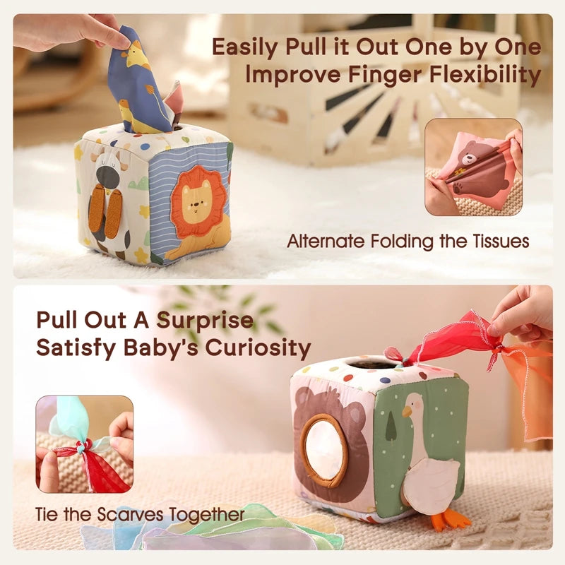 Creative Baby Educational Tissue Box Toy – Sensory Learning for Infants & Toddlers