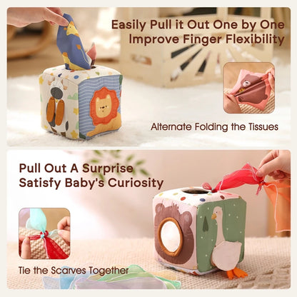 Creative Baby Educational Tissue Box Toy – Sensory Learning for Infants & Toddlers