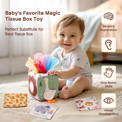 Creative Baby Educational Tissue Box Toy – Sensory Learning for Infants & Toddlers