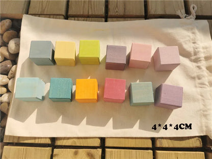 Kids Wooden Montessori Loose Parts for Open-ended Play - Sticks, Peg Dolls, Cubes