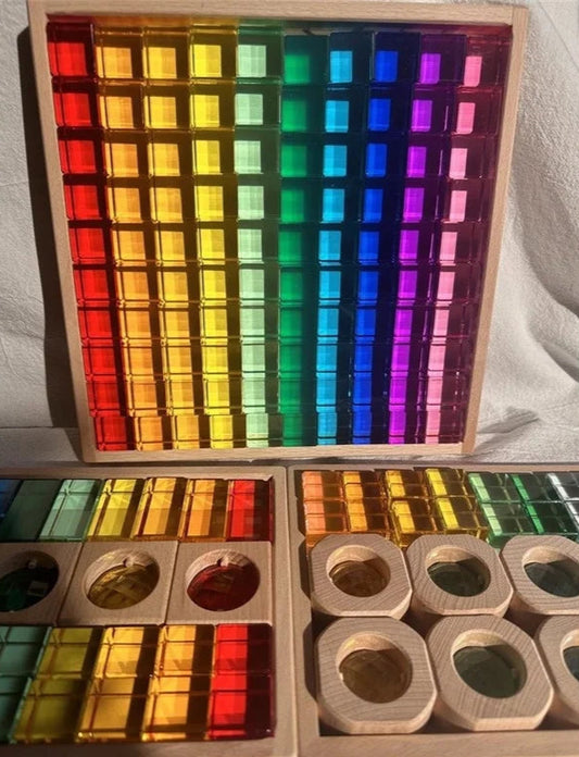 Montessori Wooden and Acrylic See-Through Blocks